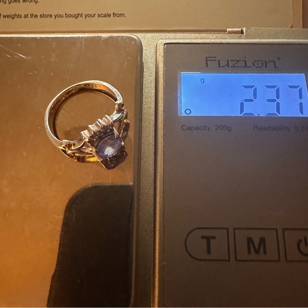 Vintage 14K Gold Ring Size 4.5 Blue Gemstone Diamond Accents 2.37g total Estate - Picture 14 of 16